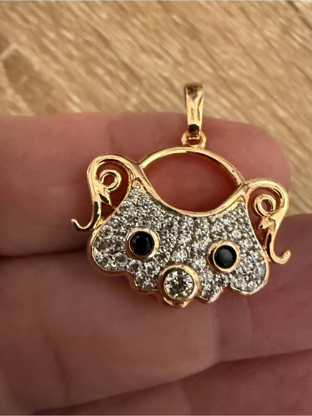 Gold-Tone Pave Crystal Dog Face Pendant - Gold